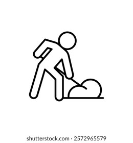 Worker digging icon simple vector symbol