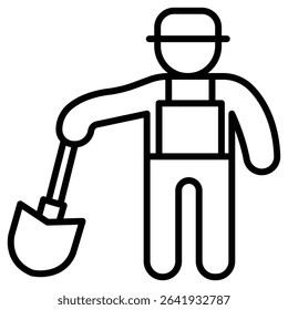 Worker digging icon Thin line vector design