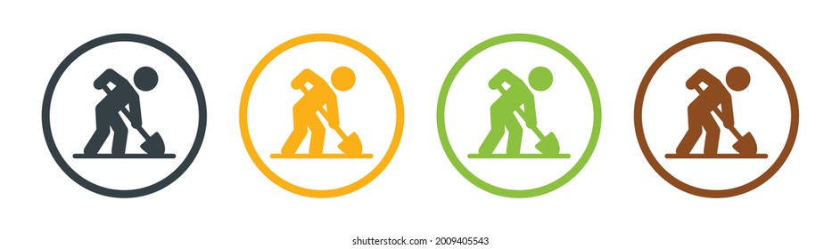 Worker digging icon vector illustration.