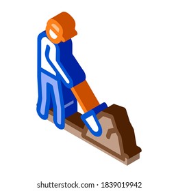 worker digging icon vector. isometric worker digging sign. color isolated symbol illustration