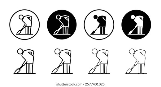 Worker digging icon Vector logo set flat