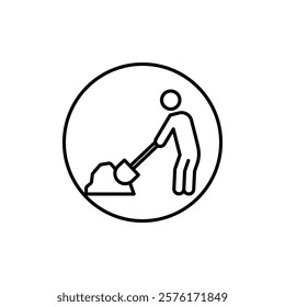 Worker digging icon vector outline logo sign