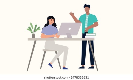 worker discussing each other illustration