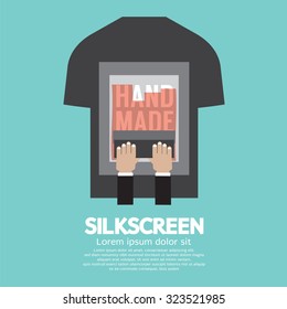 Worker Do Silkscreening On T-Shirt Vector Illustration