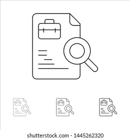 Worker, Document, Search, Jobs Bold and thin black line icon set