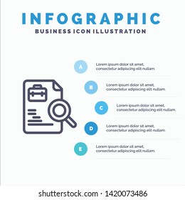 Worker, Document, Search, Jobs Line icon with 5 steps presentation infographics Background