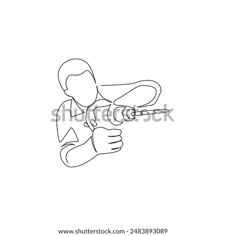 Worker drawn in line art style