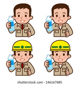 Worker drinking water
