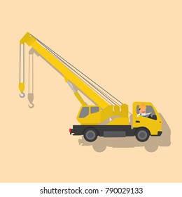 Worker driving a construction truck, vector illustration design. Construction characters collection.