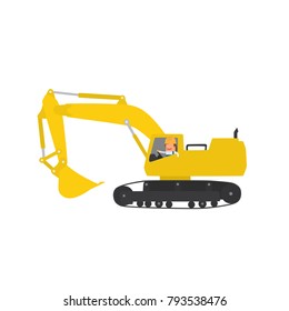 Worker driving an excavator, vector illustration design. Construction characters collection.