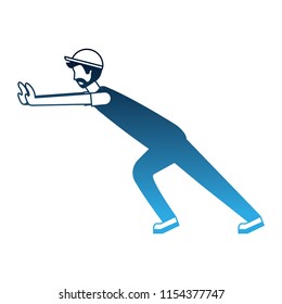 worker employee character with sport cap and overalls