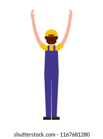 worker employee character with sport cap and overalls