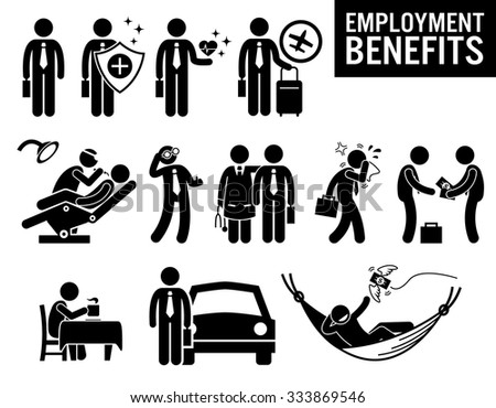 Worker Employment Job Benefits Stick Figure Pictogram Icons