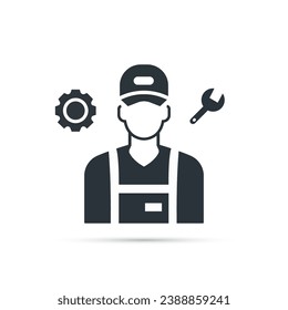 Worker Engineer Technician avatar. Service Engineer icon. Vector illustration