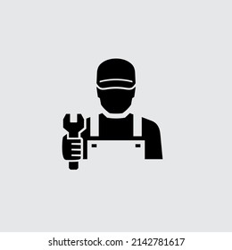 Worker Engineer Technician Mechanic Avatar Vector Icon	
