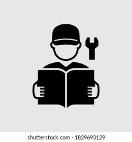 Worker Engineer Technician Mechanic Read Instruction Avatar Vector Icon