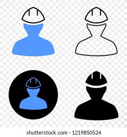 Worker EPS vector pictograph with contour, black and colored versions. Illustration style is flat iconic symbol on chess transparent background.