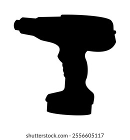 worker equipment drill in silhouette