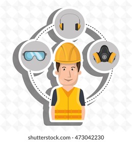 worker equipment protection tool vector illustration design