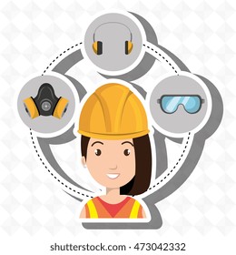 worker equipment protection tool vector illustration design