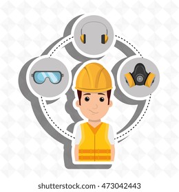 worker equipment protection tool vector illustration design