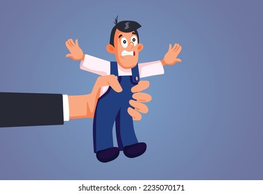 
Worker Exploitation by Demanding Boss Vector Business Illustration. Blue collar employee doing forced labor for exploitative manager
