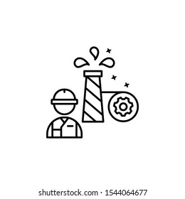 Worker extraction gear icon. Simple line, outline vector of oil industry icons for ui and ux, website or mobile application