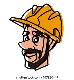 Worker face with helmet cartoon