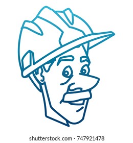 Worker face with helmet cartoon