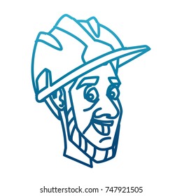 Worker face with helmet cartoon