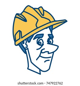 Worker face with helmet cartoon