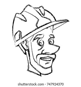 Worker face with helmet cartoon