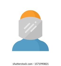 Worker and face shield vector icon. Protective equipment for protection people, workman, human from heat, spark and flame fire in industrial work i.e. welding, hot casting of metal steel in metallurgy