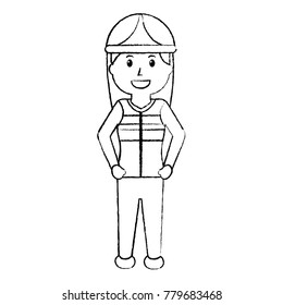 worker female construction character standing