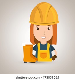 worker fire extinguisher boots vector illustration design