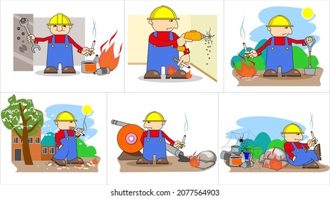 Worker And Fire Safety Poster Vector Cigarette Smoke