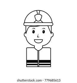 worker firefighter portrait cartoon with helmet
