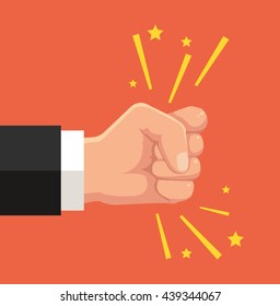 Worker fist flat cartoon icon illustration