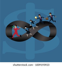 Worker follow the leader - Vector, Illustration