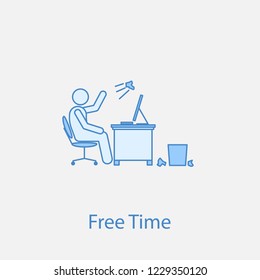 worker in free time 2 colored line icon. Simple colored element illustration. worker in free time outline symbol design from man in the office in fron of computer set