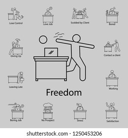 worker is freedom icon. Detailed set of People in the work icons. Premium graphic design. One of the collection icons for websites, web design, mobile app