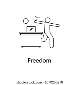 worker is freedom icon. Element people at the workplace for mobile concept and web apps. Thin line icon for website design and development app development. Premium icon on white background