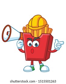 worker French fries cartoon mascot character design vector
