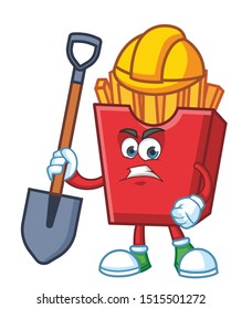worker French fries cartoon mascot character design vector