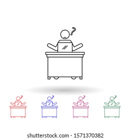 Worker frustrated multi color icon. Simple thin line, outline vector of people in the work icons for ui and ux, website or mobile application