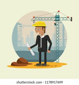 Worker geometric cartoon