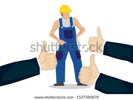 Worker getting praises for doing a good job. Concept of hardwork, recognition or appreciation. Flat isolated vector illustration. 