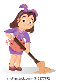 worker girl with a broom
