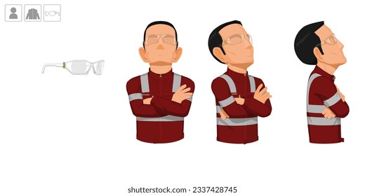 worker with glasses on white background