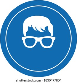 worker glasses warning symbol. worker glasses. wear glasses laboratory warning symbol